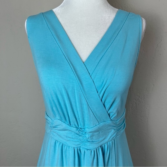 Fresh Produce Blue Wrap Style Sleeveless Knee Length Sheath Dress Size Medium - Picture 2 of 9